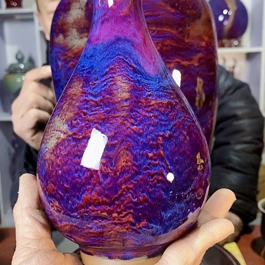 摆件安**行尚峰钧窑作品瓶摆件