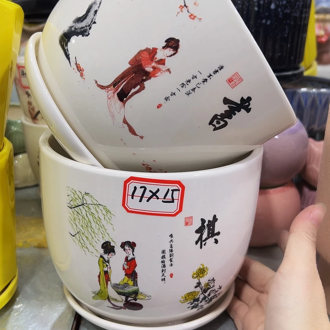 外贸尾单陶瓷花盆凑10米包邮