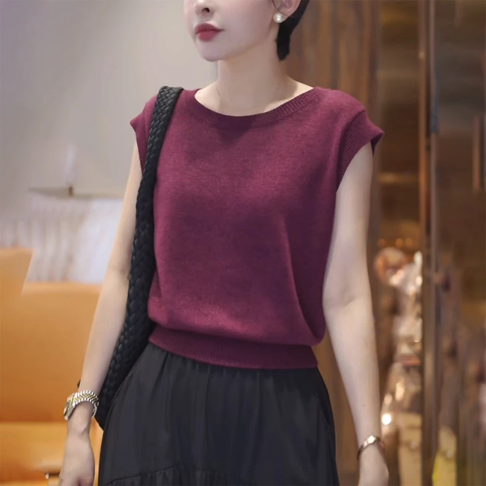 坎肩无袖冰丝针织衫女2025夏季时尚洋气减龄高级感超漂亮背心上衣