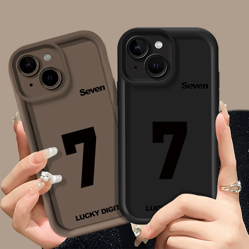 适用于【苹果】13Mini个性数字7英文简约防摔硅胶新款手机壳