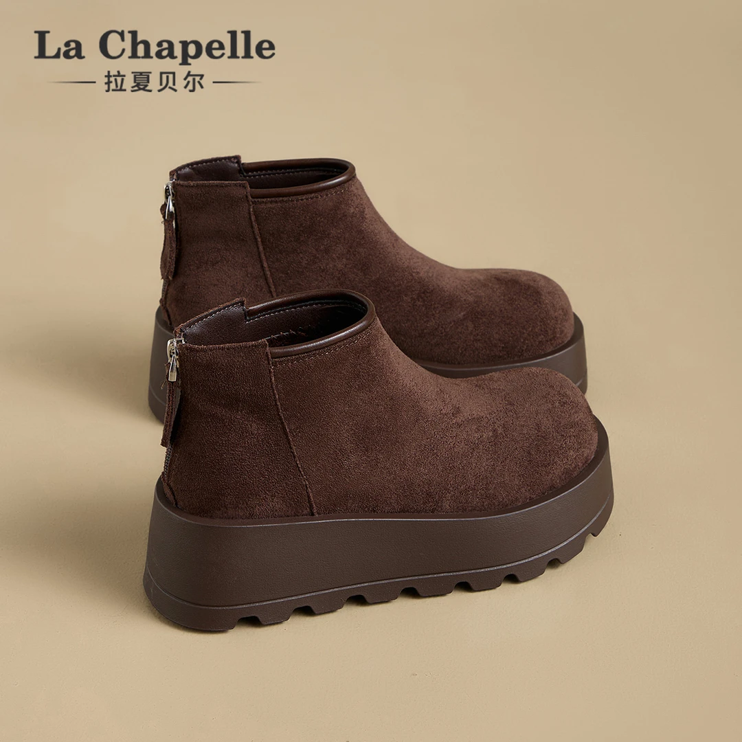 拉夏贝尔厚底马丁靴女2025年秋季新款超火复古潮流高帮休闲勃肯鞋