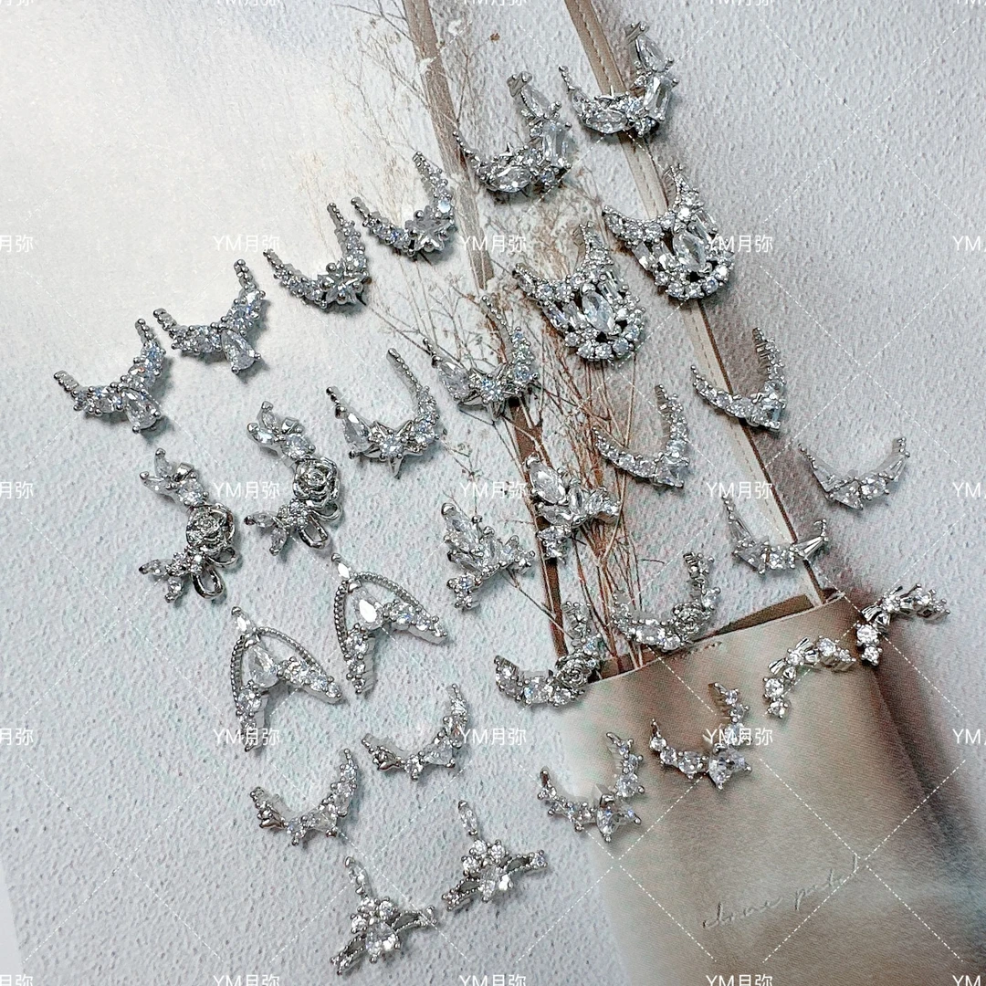 D121-140法式古典镶边圆弧形满钻锆石美甲饰品不掉色超闪锆石钻