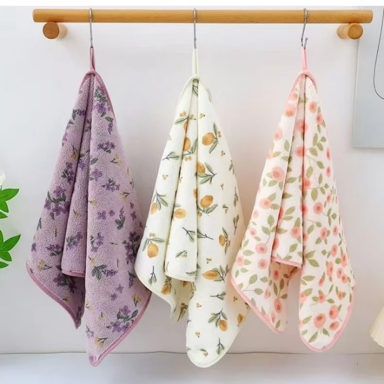 【三条装】珊瑚绒毛巾印花洗脸洗澡加厚擦头发吸水家用