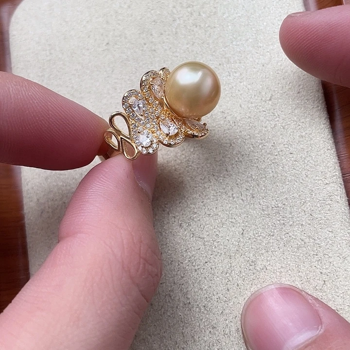 海水珍珠戒圈银S925镶嵌