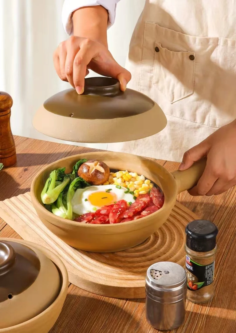 一鼎陶瓷【单柄】老式土陶单手柄小砂锅广东无釉煲仔饭土砂锅