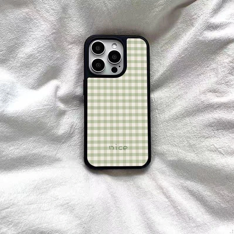 新款韩风网红格纹WHGW手机壳适用苹果16华为p70/60小米15/14/13荣