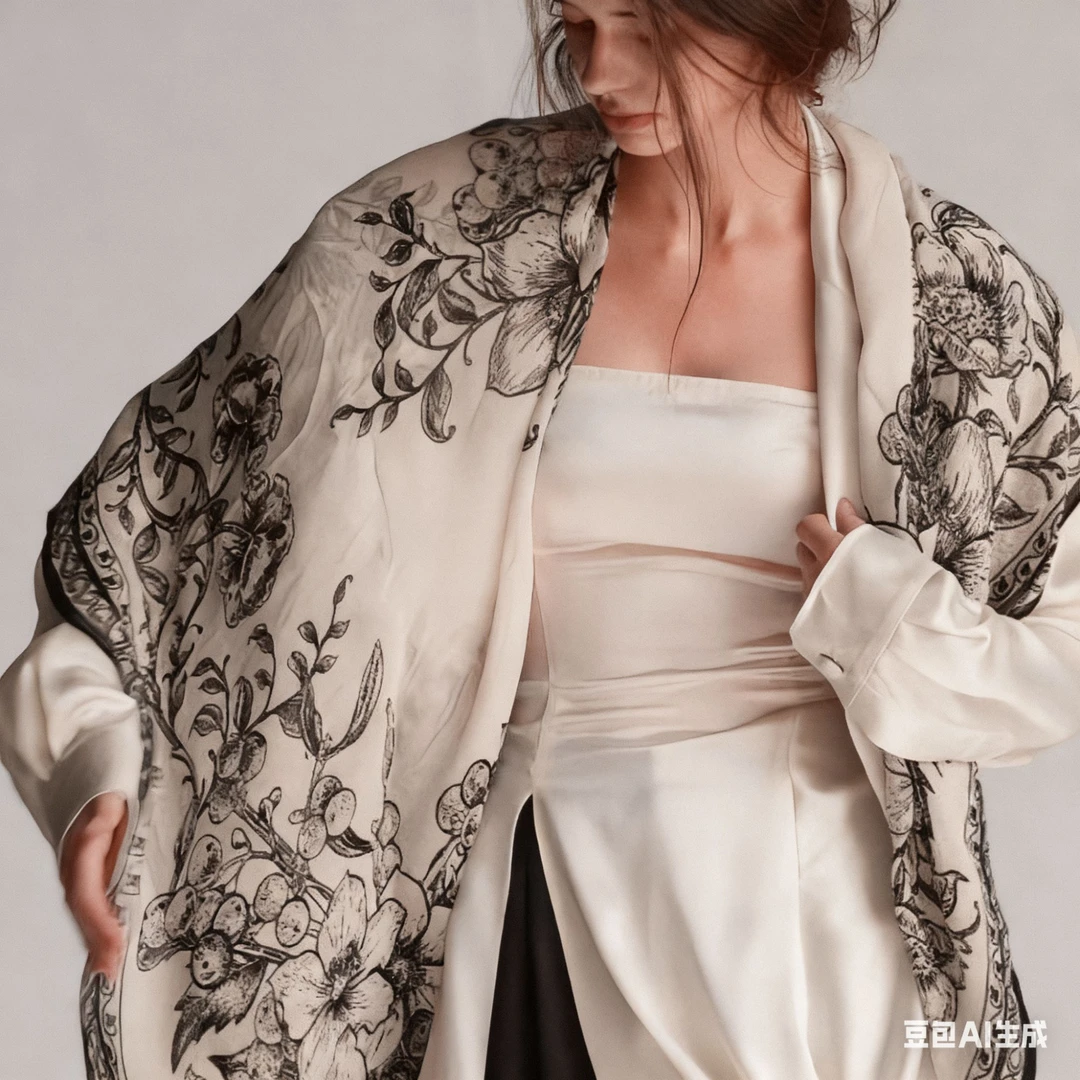 【莫卧儿花园】135*135纯山羊绒精卷边时尚百搭披肩保暖围巾围脖