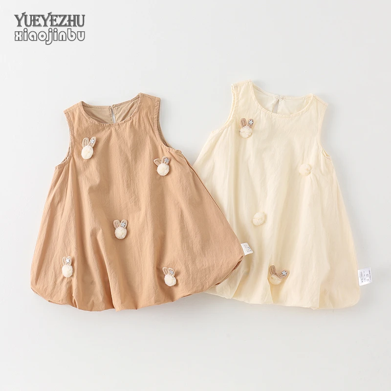 婴儿韩版裙子夏季新款女宝宝无袖连衣裙夏装背心裙小童洋气花苞裙