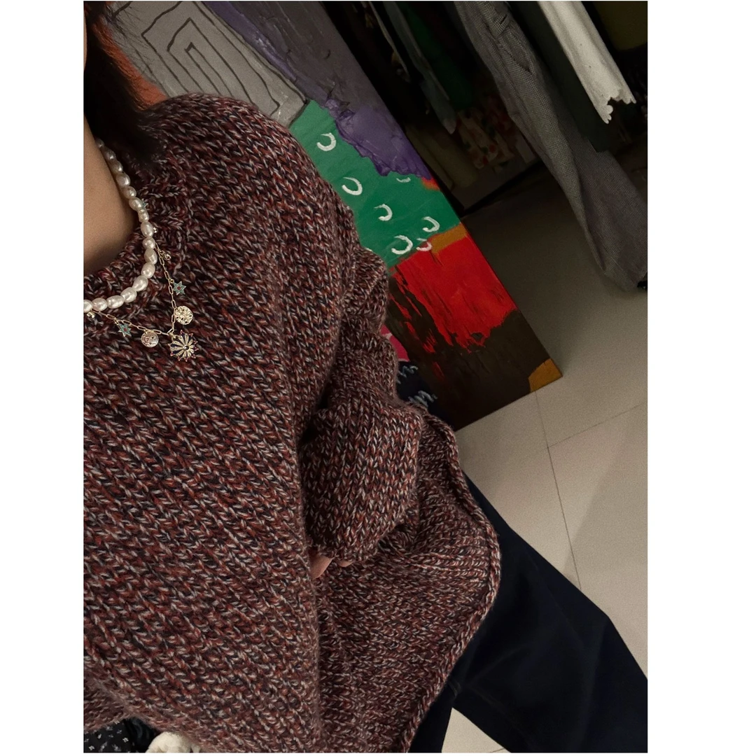 【多色毛衣】宽松加厚慵懒风粗线圆领毛衣 J24M080