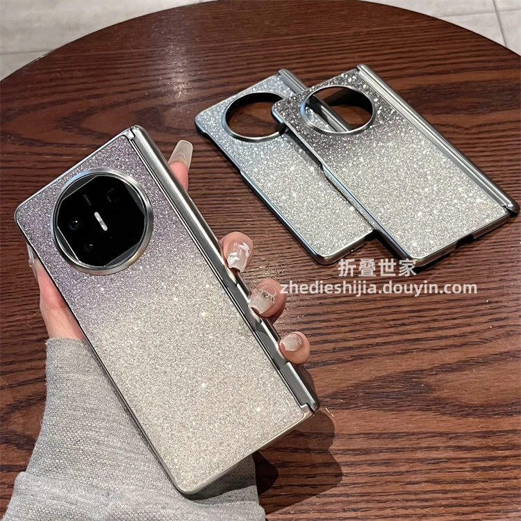 适用华为matex5手机壳matex6典藏版奢华满天星闪粉全包带中轴保护