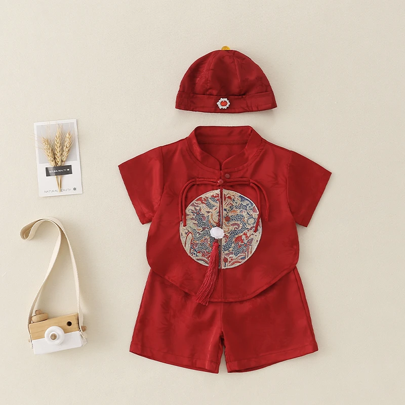 巴拉【断码】A类国风中式婴幼儿夏季分体套装满月百