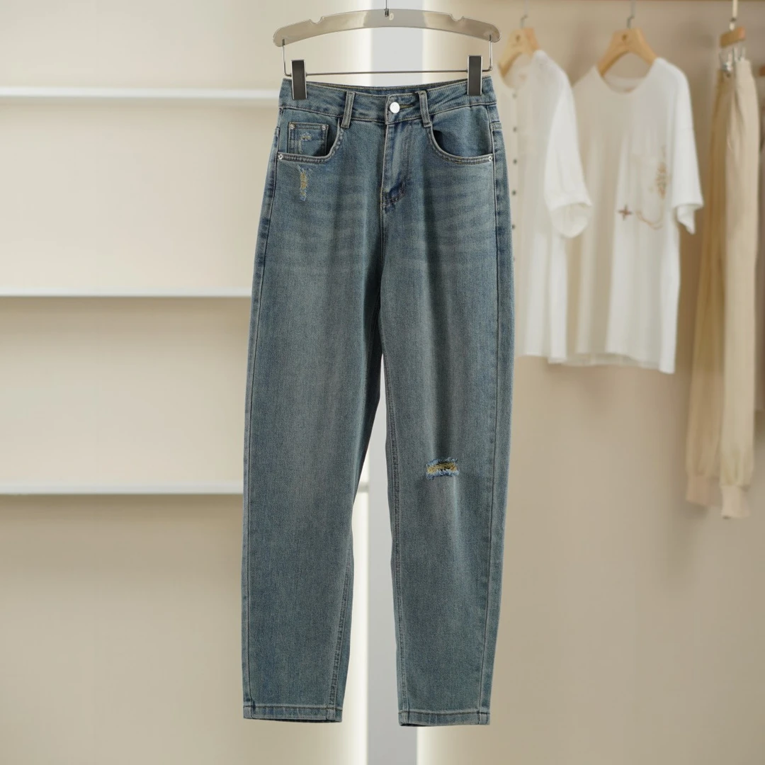麦迪尚品【当季新款】5041301百搭破洞牛仔裤女装春夏专柜撤柜正品