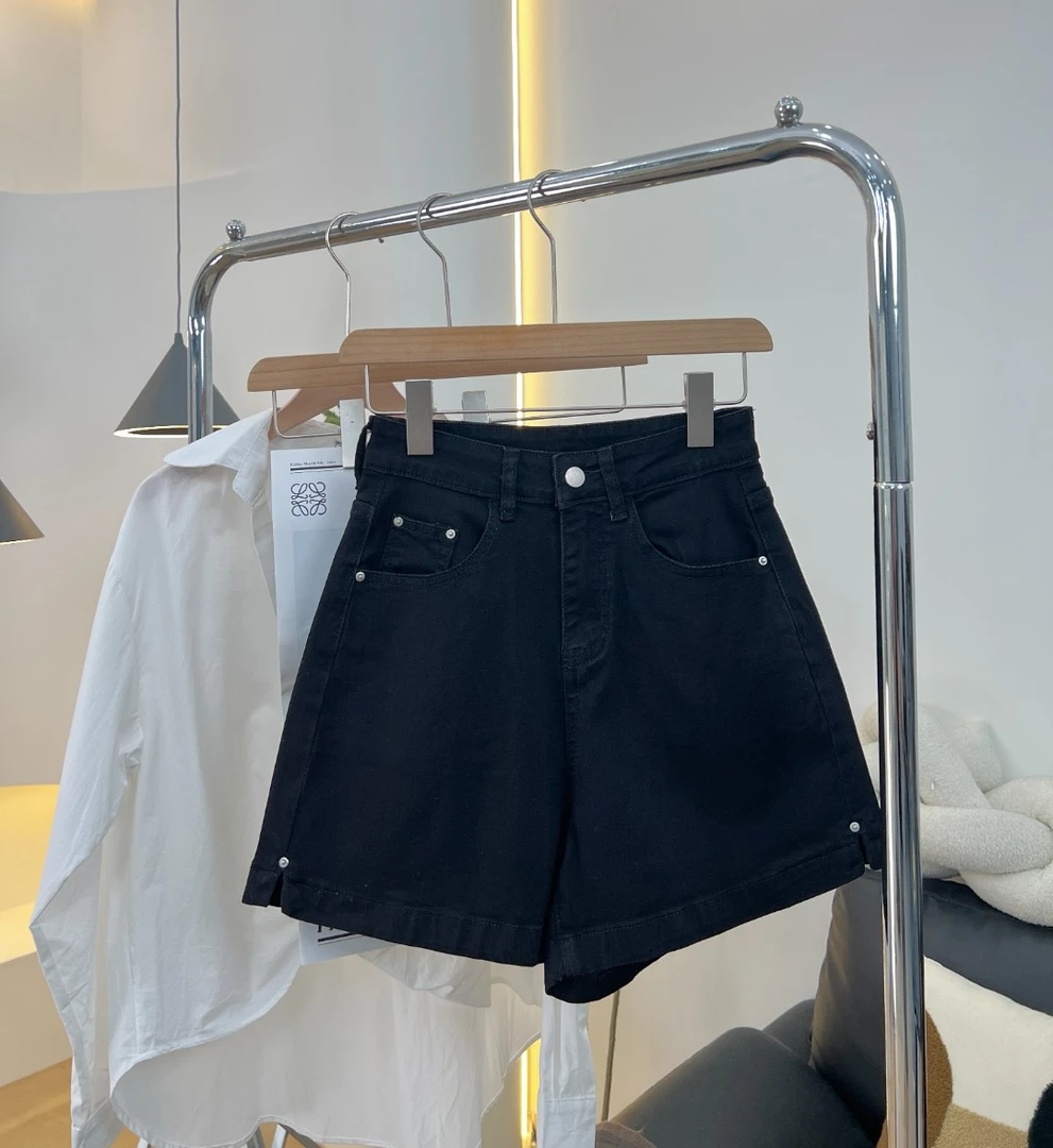 黑色弹力牛仔短裤女款爆款2025新款夏季薄款高腰显瘦大码胖mm梨形