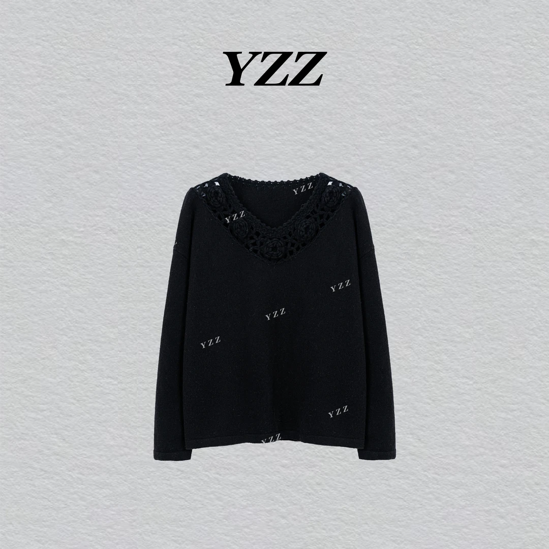 YZZ "花葵“花边保暖内衣加厚软糯V领毛衣 810676