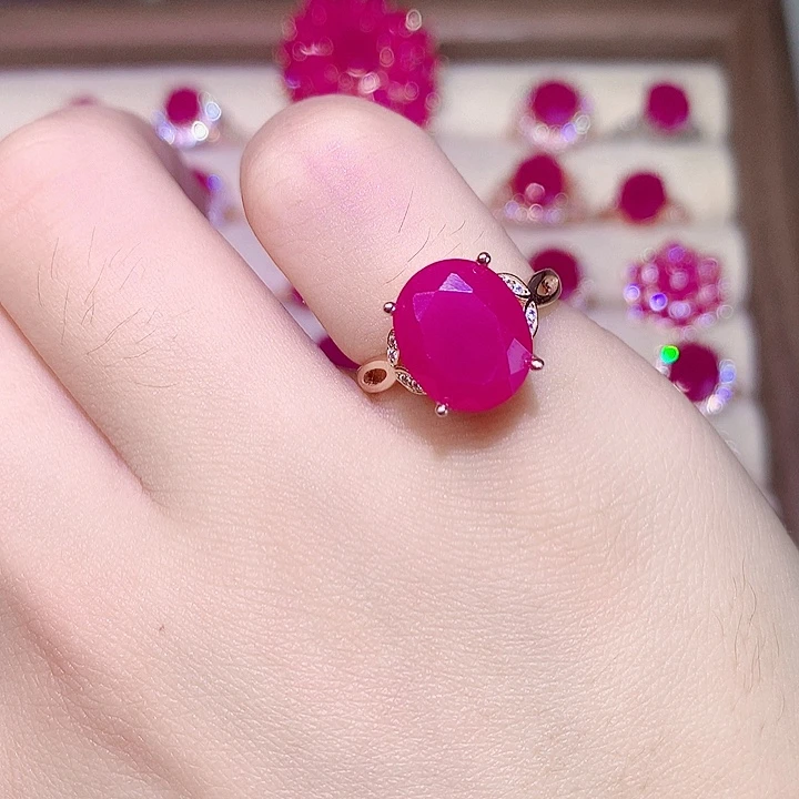 .***丽红宝石戒指银S925镶嵌