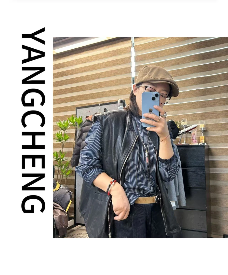 【CHENG-衬衫】复古时尚花边圆领条纹衬衫女单排扣减龄洋气长袖衬衣