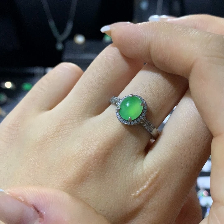 翡翠银S925镶嵌戒指