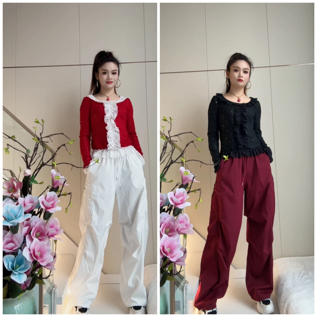 D新款3857款蕾丝花边时尚长袖T恤女款