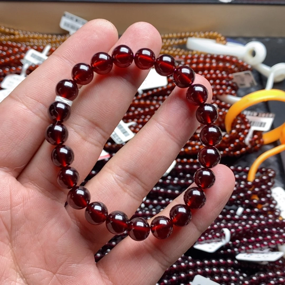 手链未镶嵌石榴石8.3mm血泊红