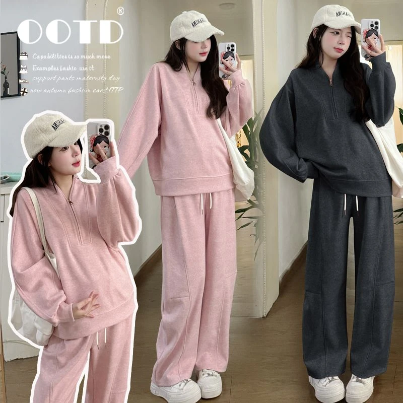 孕妇装套装秋冬运动慵懒风韩版时尚通勤风老钱风孕妇上衣孕妇裤秋