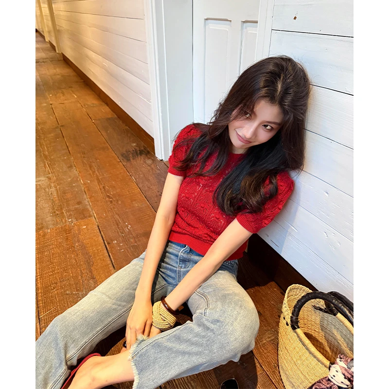 【ALONE SAVOR】龍喜儿 晴影 独家设计勾花镂空针织衫Z322