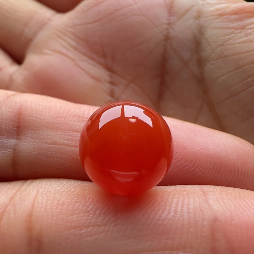 南红玛瑙未镶嵌圆珠12蚕丝纹