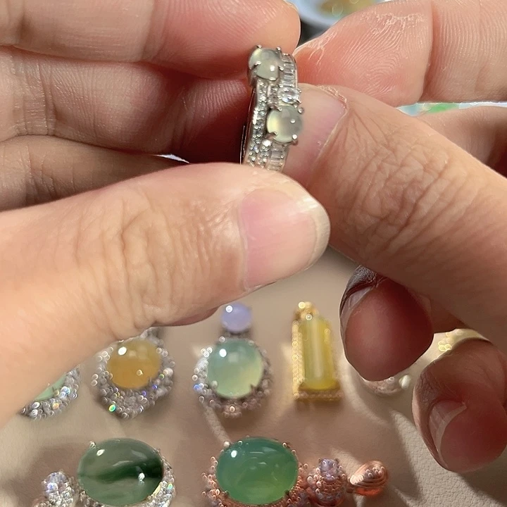 翡翠银S925镶嵌戒指