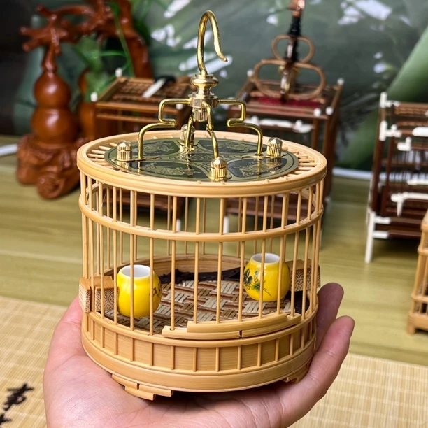 精抛光玉竹蝈蝈笼做工精致纯手工制作送长辈盘玩儿养蝈蝈直径10
