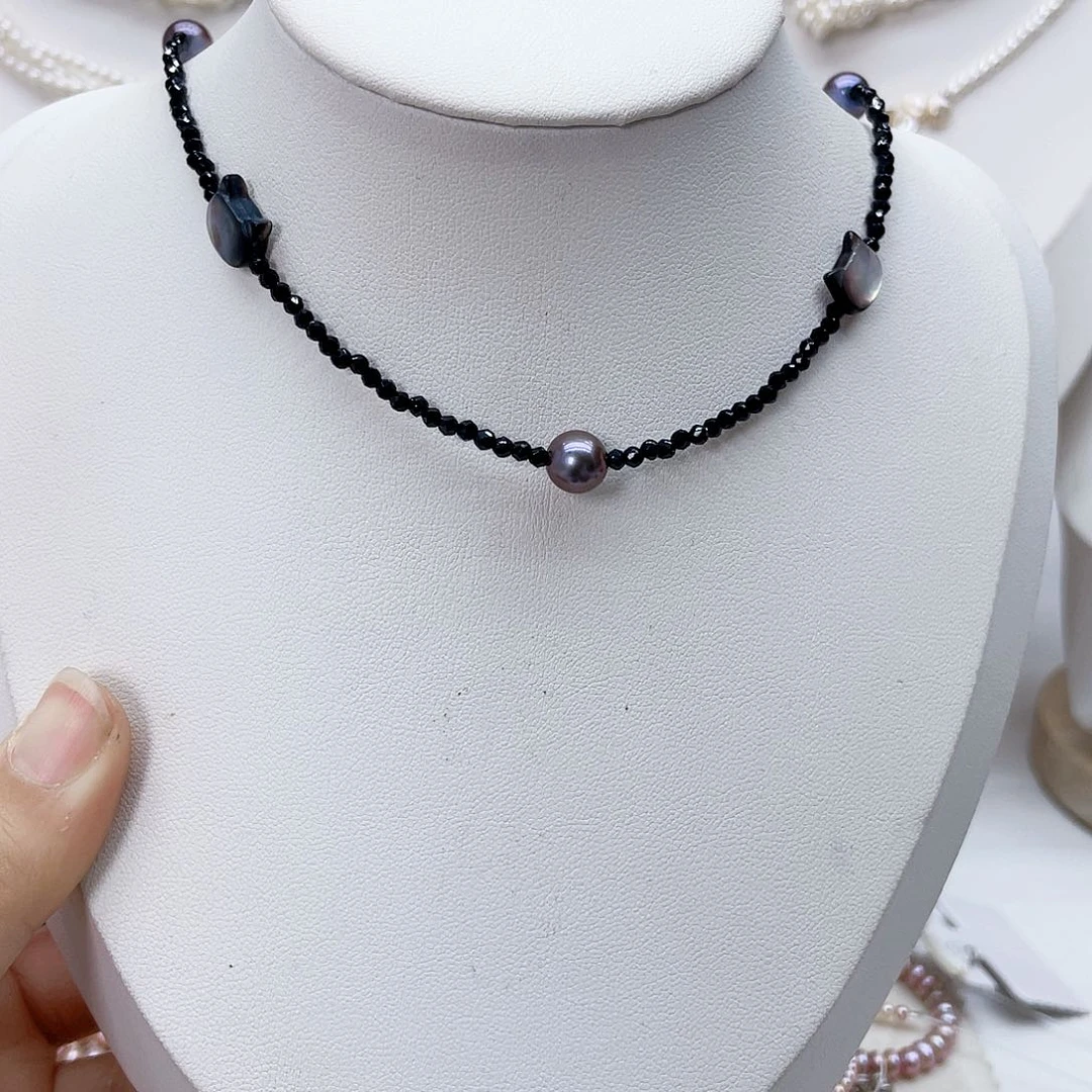 颈饰银S925镶嵌淡水珍珠
