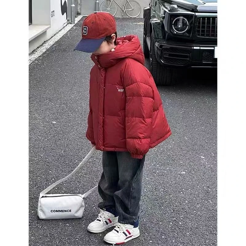 七儿童羽绒服韩版高质量冬季时尚三条连帽洋气羽绒外套休闲保暖