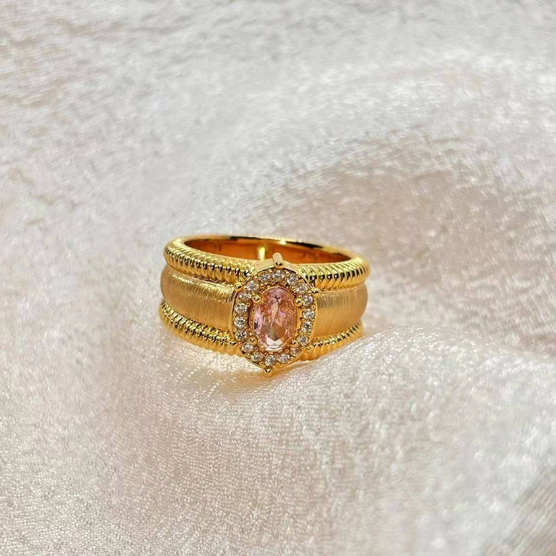 【合成/培育】18k金粉锆厚壁中古戒指