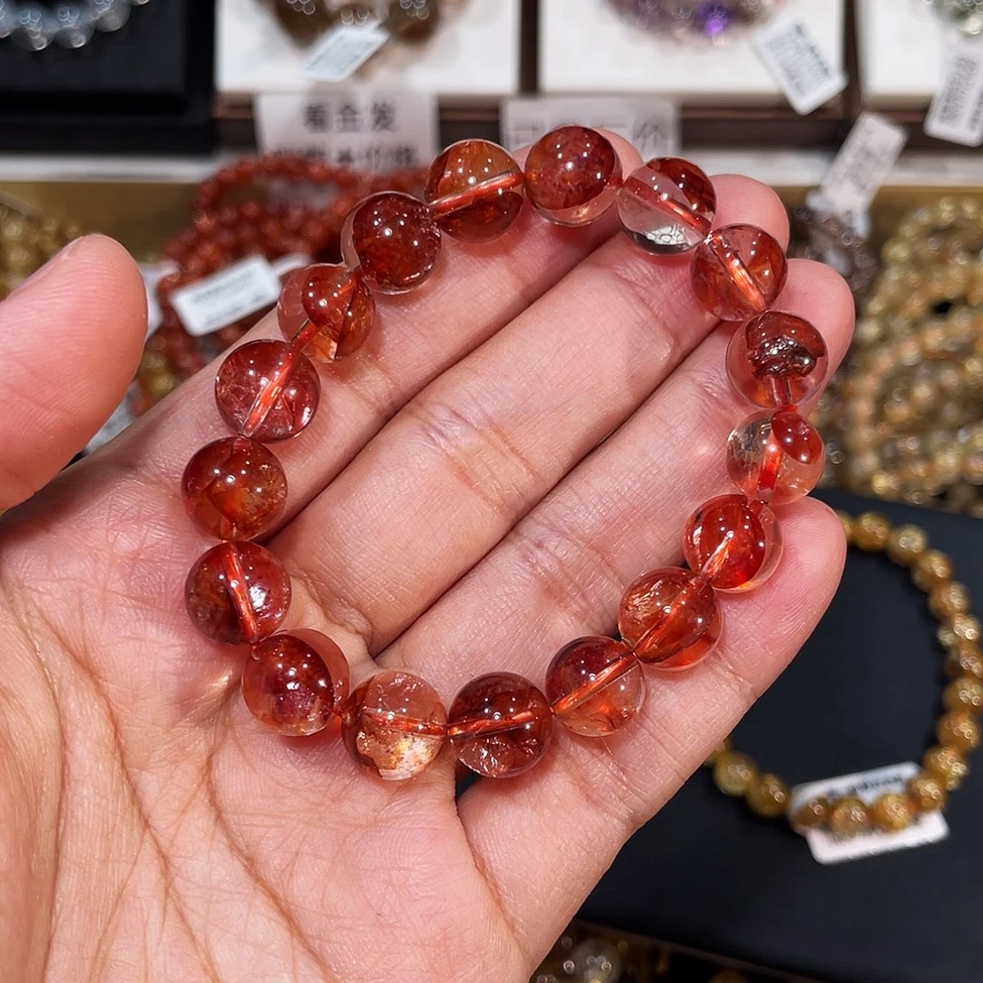 未镶嵌水晶手链巴西红胶花10.8mm