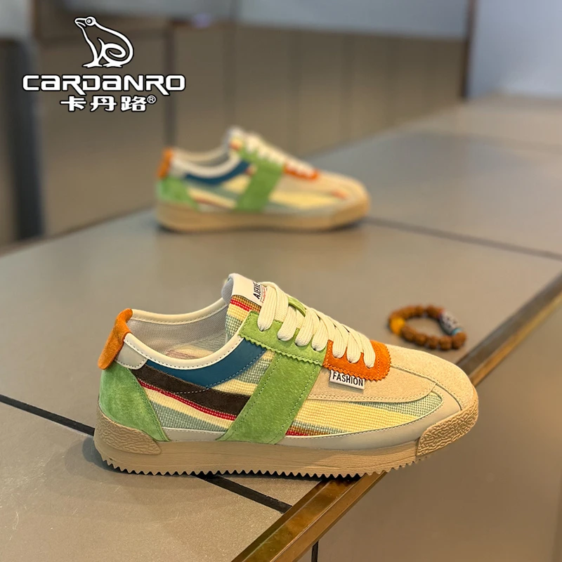 意大利卡丹路男鞋2025新款秋季阿甘帆布鞋男百搭厚底防滑休闲板鞋
