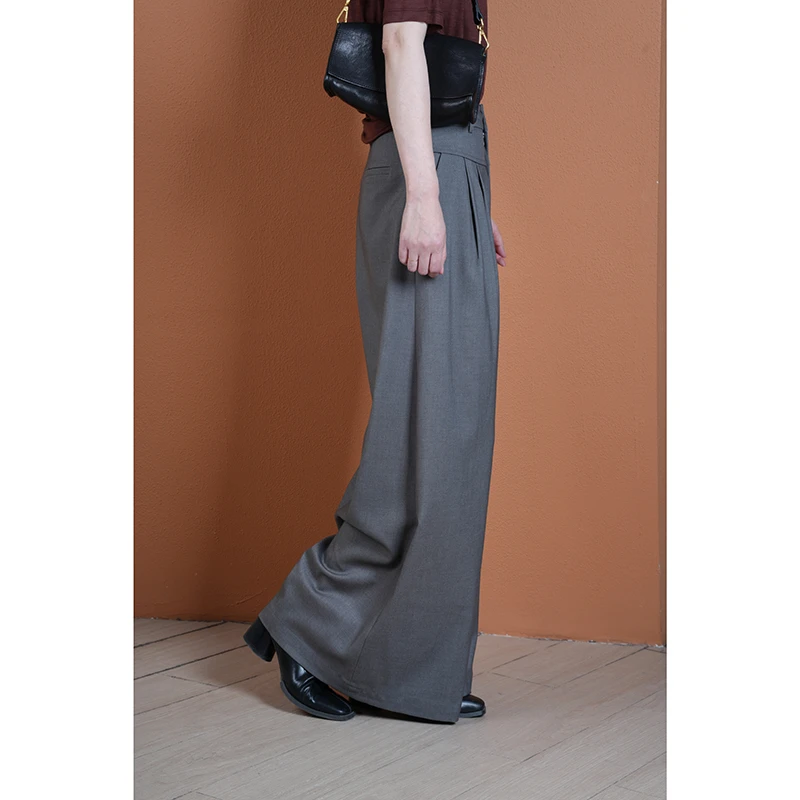 【与风萦】高腰大阔腿西裤 时尚休闲宽松垂感气质设计感显瘦