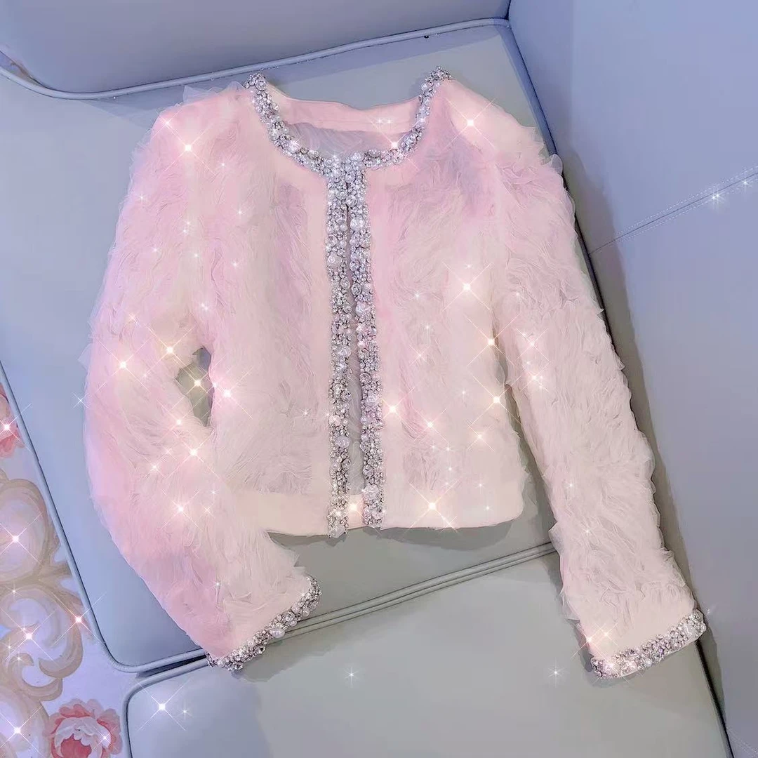 【漫老板】969私服 定制轻奢名媛大珍珠领钻纱外套