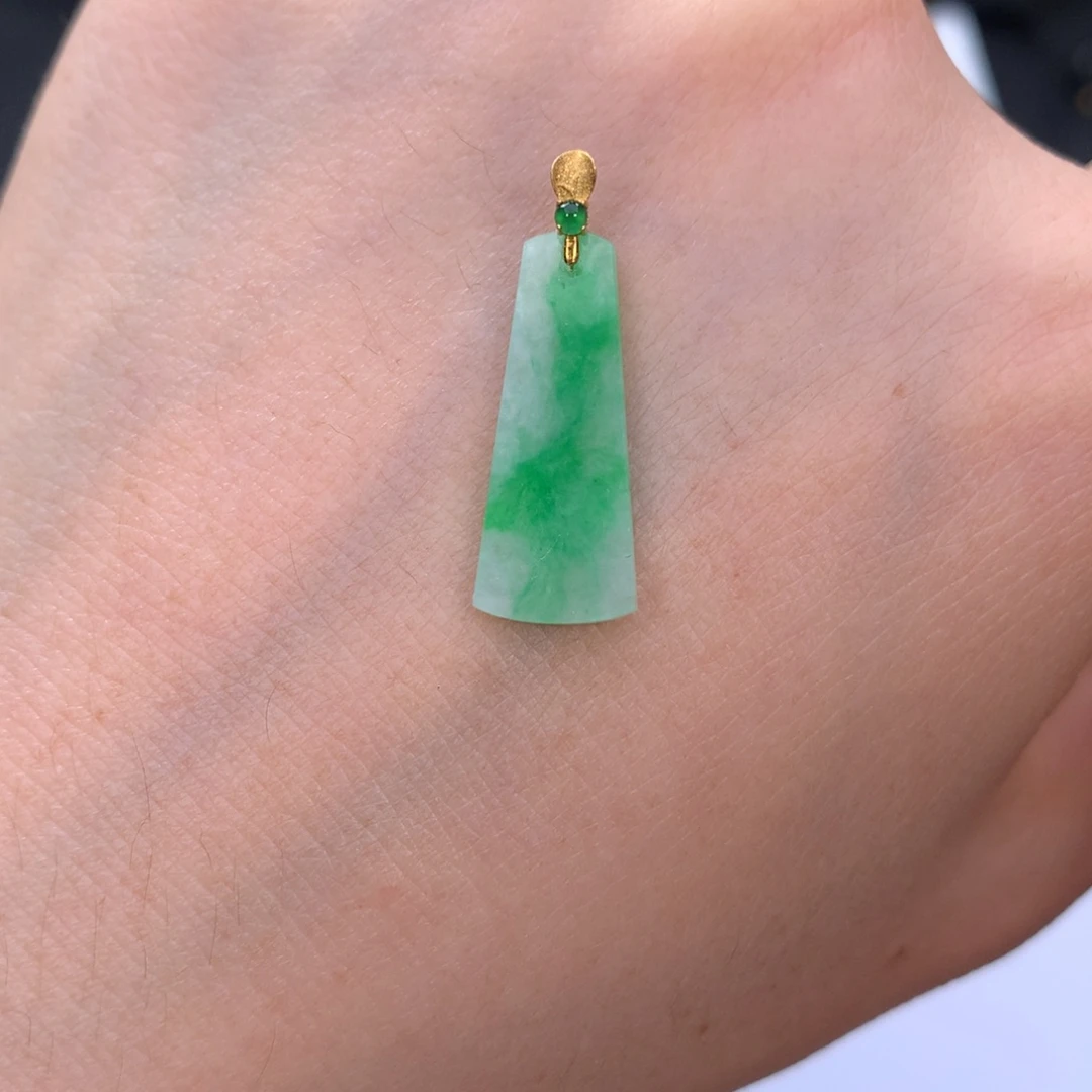 翡翠18K金镶嵌挂件48小时鉴赏期 退货不扣服务费