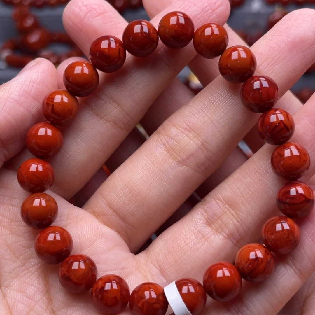 南红玛瑙未镶嵌珠宝奇石单圈9mm