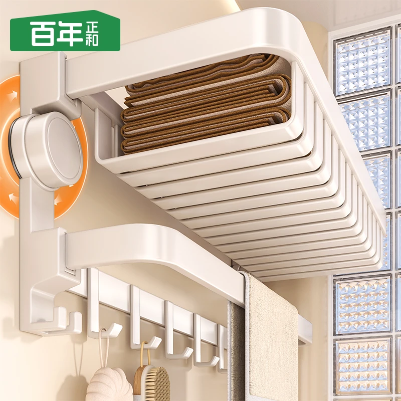 【厂家直销】吸盘毛巾架卫生间浴室家用置物架卫浴收纳免打孔浴巾架