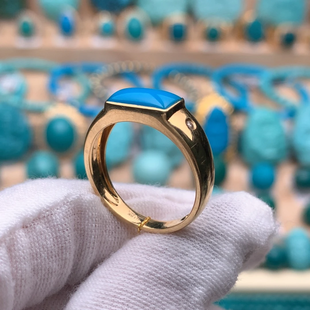 绿松石18K金镶嵌珠宝奇石