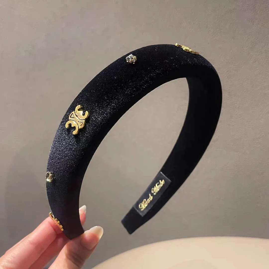 杨杨babytime白富美高端金属标镶钻黑丝绒高颅顶发箍轻奢气质头箍