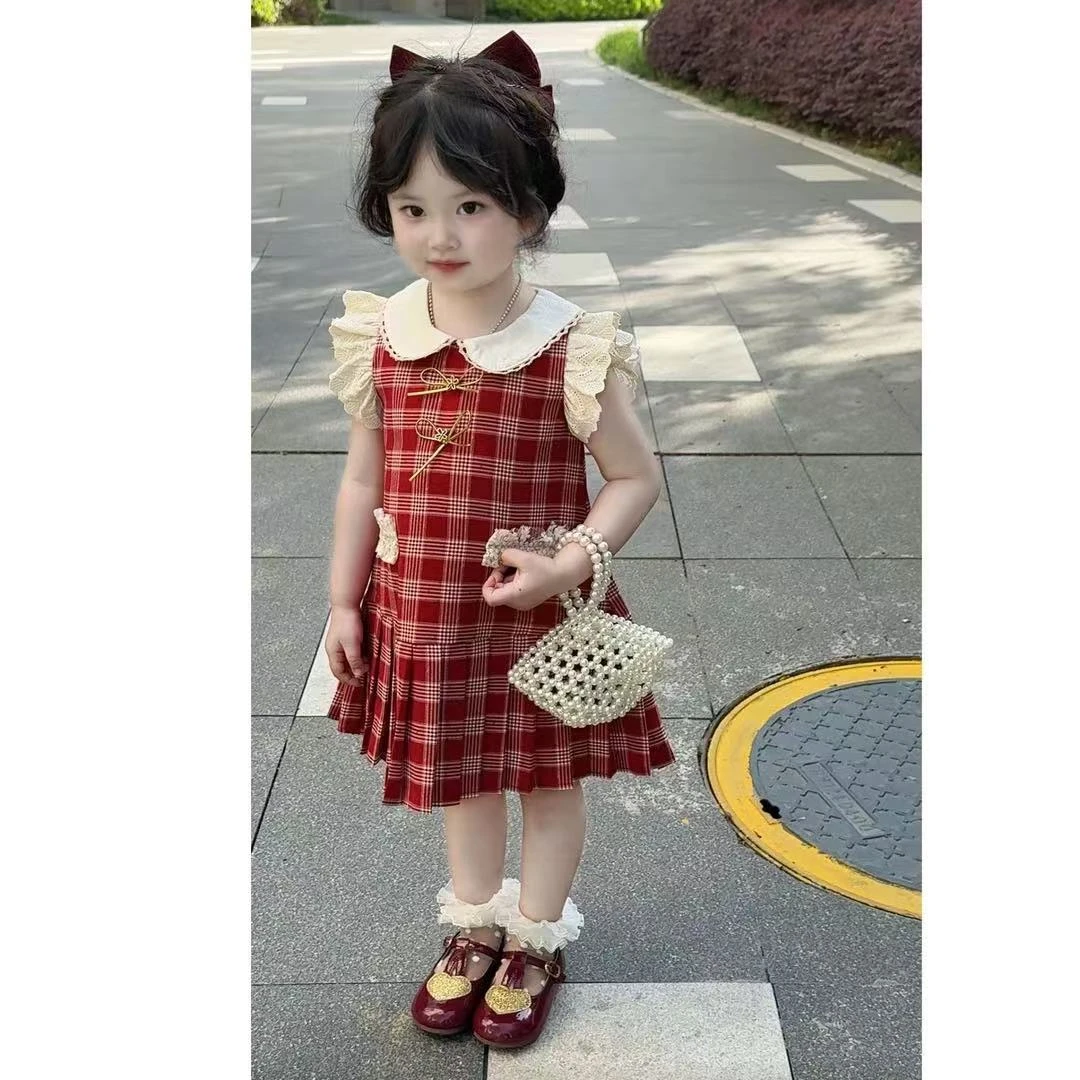 女童学院风连衣裙中小童背心裙新款夏装女宝宝洋气裙子500351