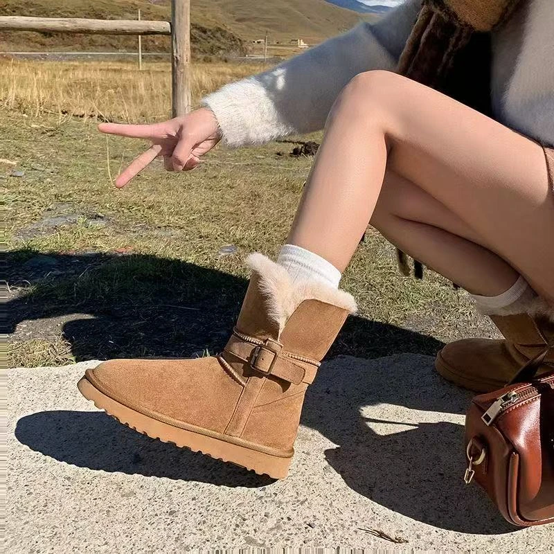 厚底靴低筒骑士靴加厚时尚保暖棉鞋冬季雪地靴女