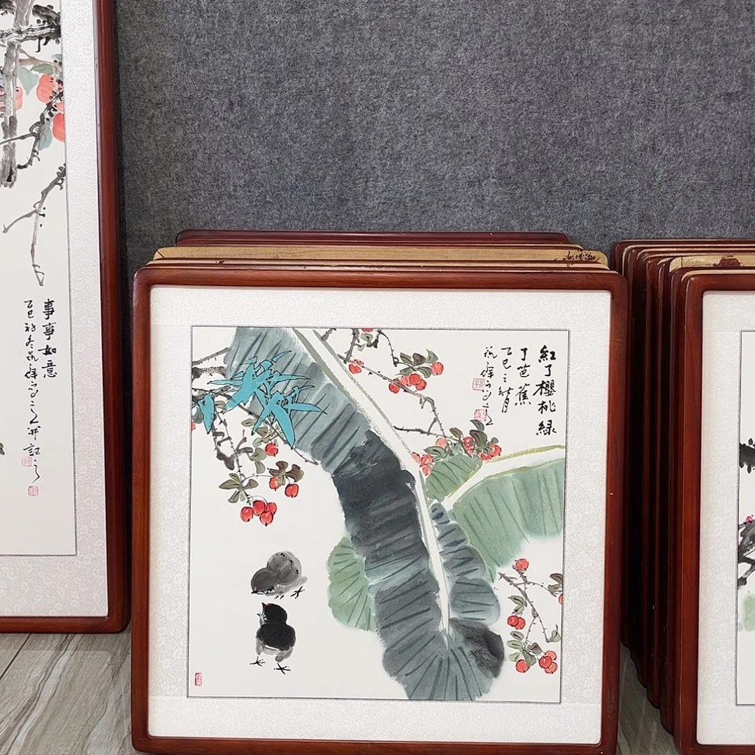 国画书画作品带框63×63