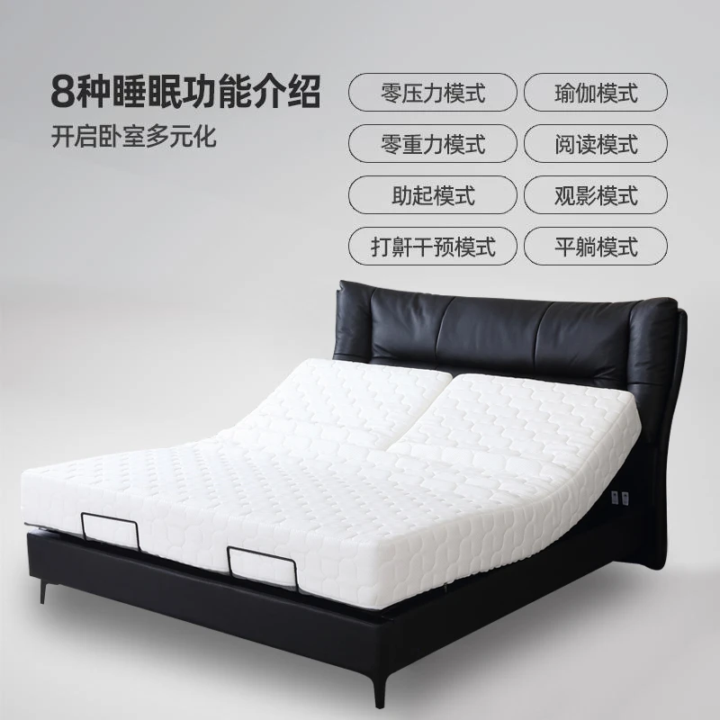 ①2025新款电动智能床 遥控升降乳胶床垫德国电机全自动多功能助眠