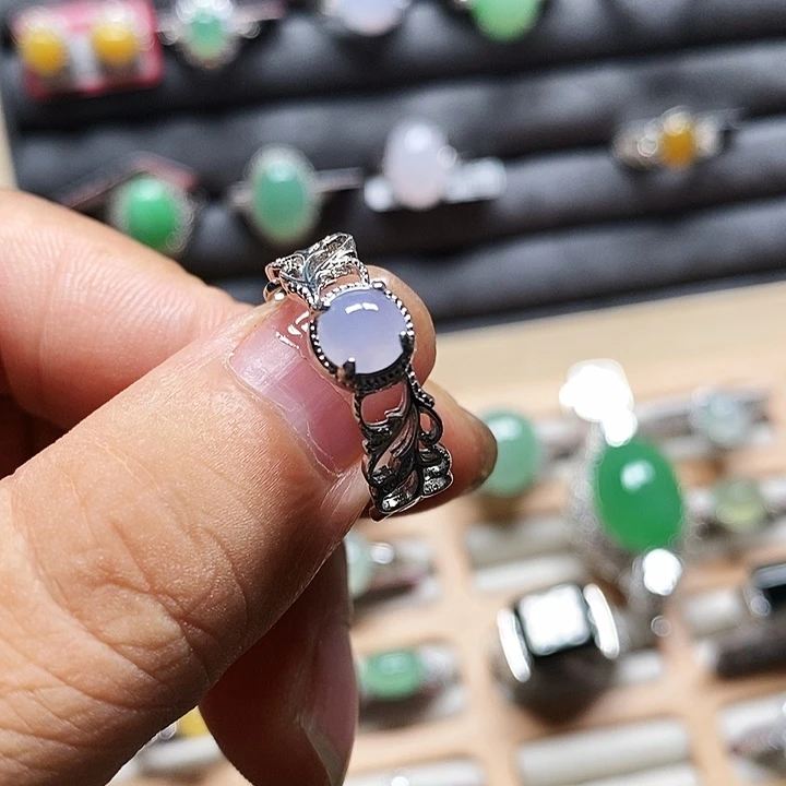 翡翠戒指银S925镶嵌