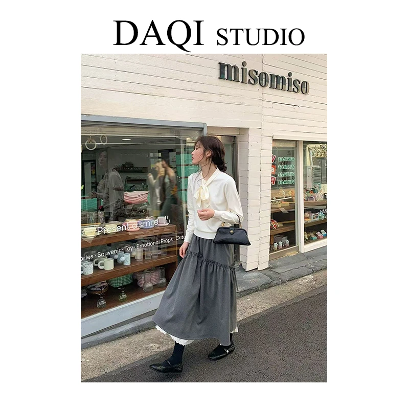 【蝴蝶结花边】雅丹春季新款韩系休闲半身裙G141-9619