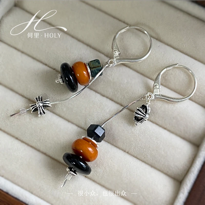 【桀骜】原创设计个性小众复古不对称长款耳坠新款气质