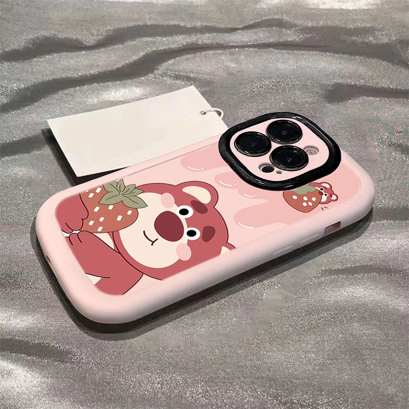 可爱草莓熊适用iphone16promax苹果15/14P手机壳泡芙13p12/11全包
