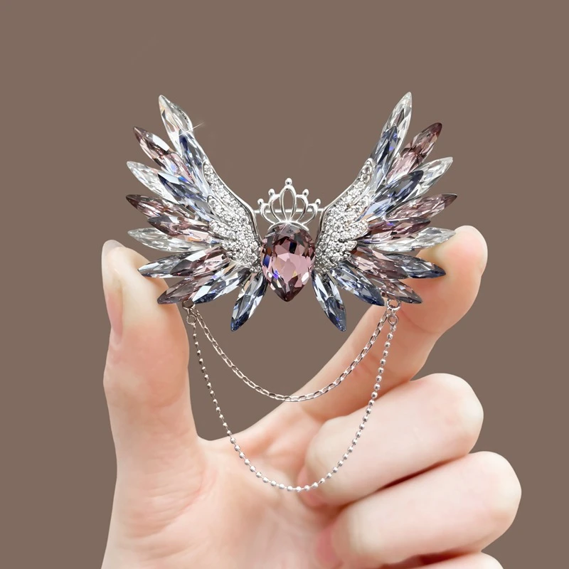 合金胸针 爱心翅膀流苏设计蝴蝶胸针 时尚气质百搭防走光别针配饰