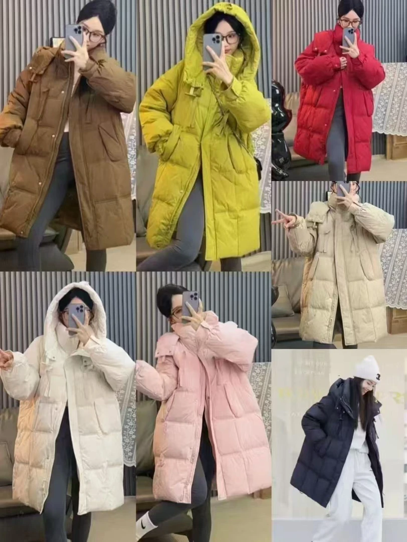 2025冬季羽绒服时尚宽松连帽加厚爆款白鸭绒外套